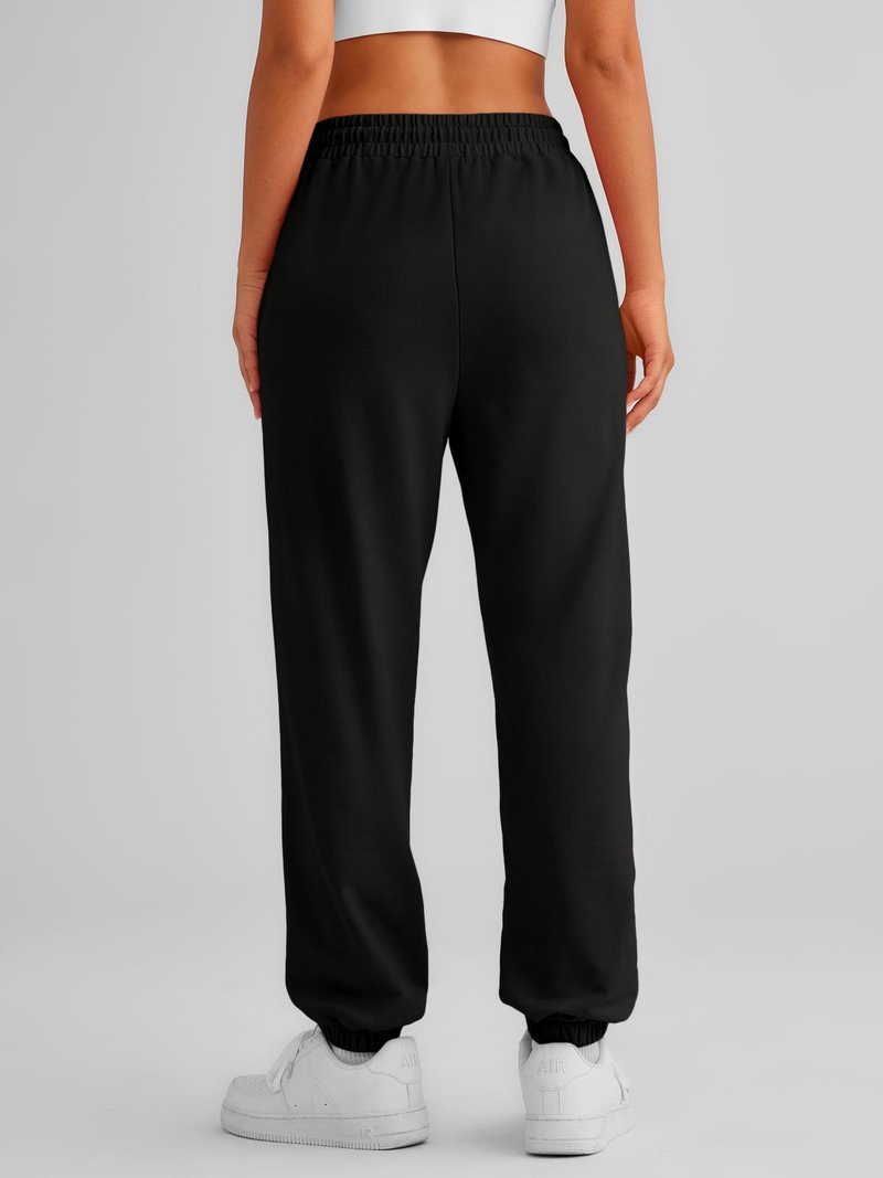 AUTOMET Women's Cinch Bottom Sweatpants Athletic Joggers Lounge Pants with Pockets Black M