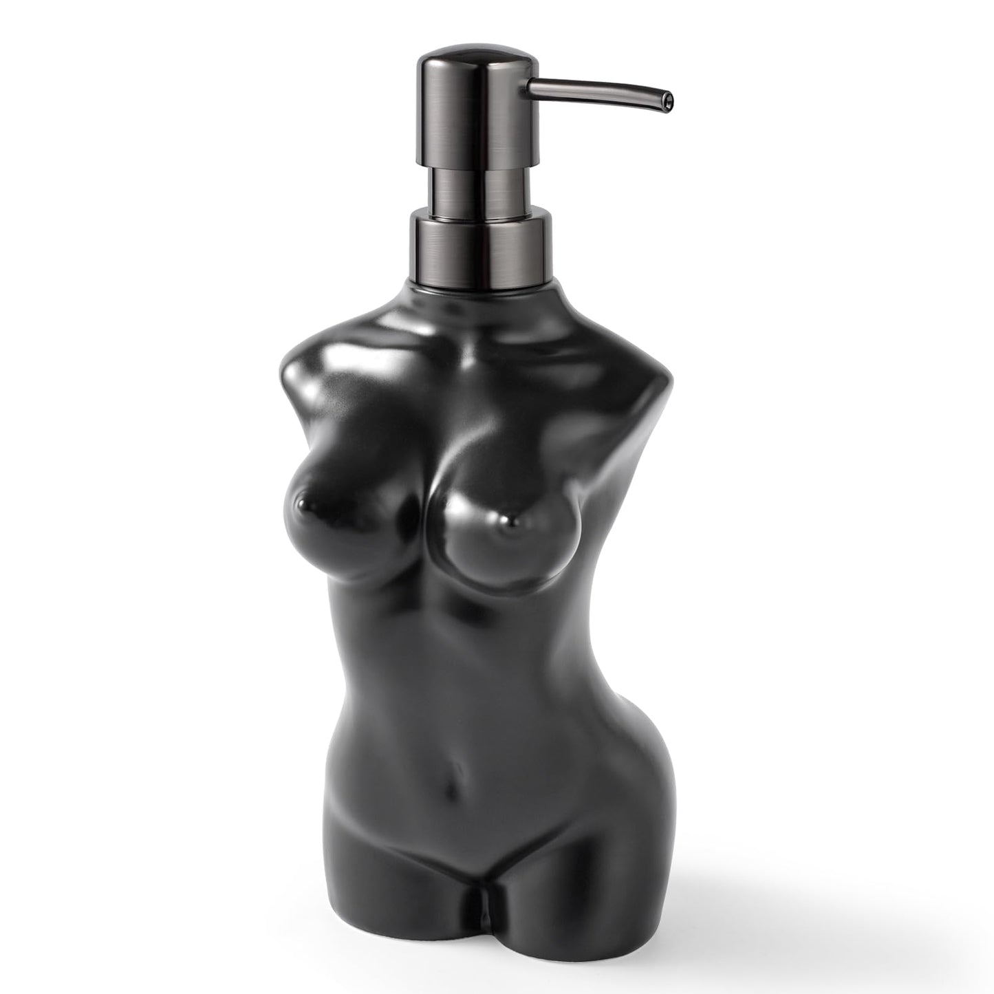 NEWHENGS Ceramic Soap Dispenser Hand Lotion Liquid Dispenser Refillable for Kitchen and Bathroom Decorative (Black)