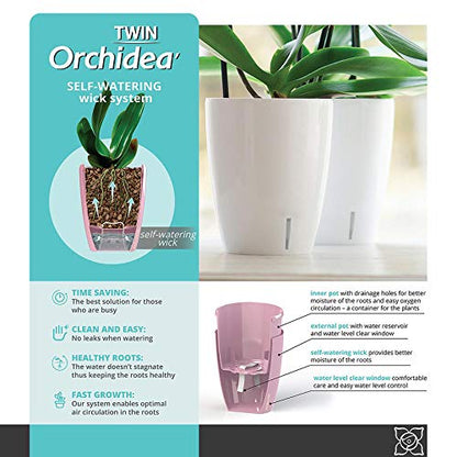 Gardenera 4.9" ORCHIDEA Self Watering Pots for Orchids in Lavender - Decorative Wicking Planter with w/Great Aerification, Drainage and Water Level Indicator