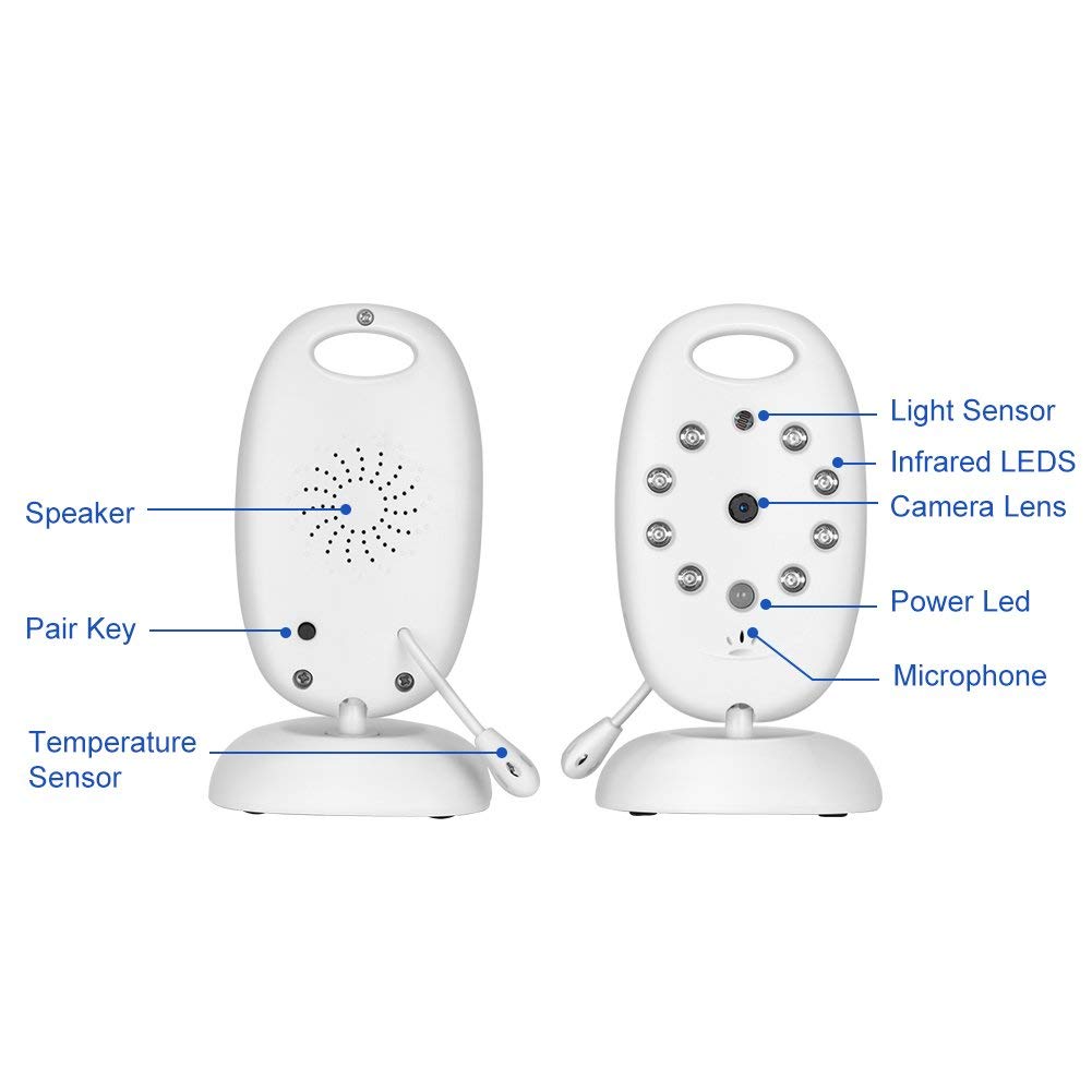 GHB Baby Monitor Video Baby Monitor Wireless with Camera Night Vision Temperature Monitoring Lullaby Function 2 Way Talk