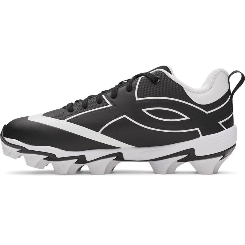 Under Armour Boys' Leadof Icon Low RM JR Baseball Cleats, (001) Black/Black/White, 3, US