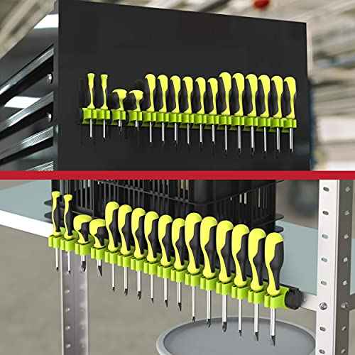 Olsa Tools Magnetic Screwdriver Organizer | Professional Quality Tool Organizer | Fits up to 16 Screwdrivers | Black and Green