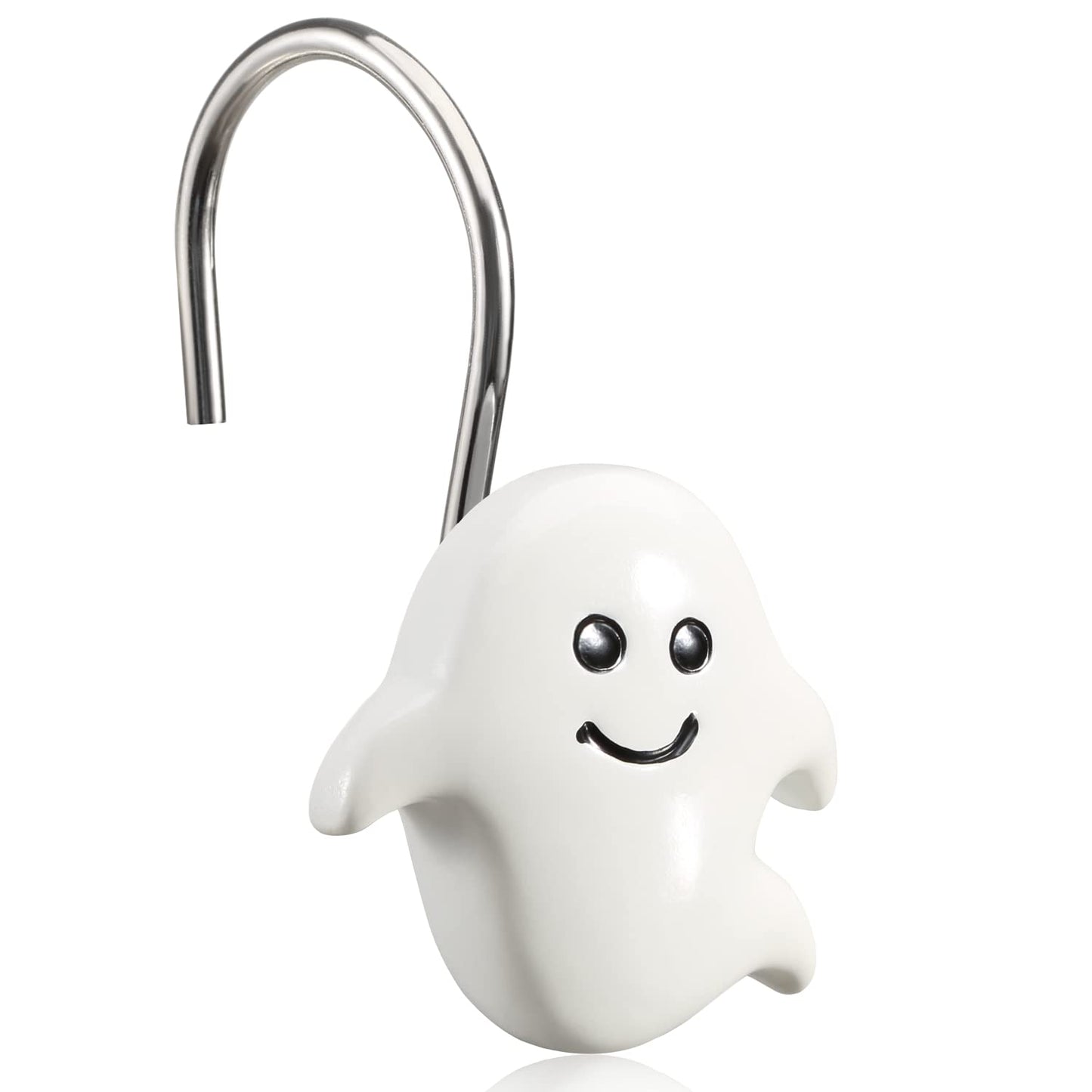 CHICTIE Halloween Shower Curtain Hooks, Black White Nightmare Decorative Shower Rings for Bathroom Shower Curtains Rods,Set of 12 Premium Rust-Resistant Shower Hooks Hangers Cute Spooky Design