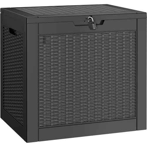 NUNU LAB 30 Gallon Waterproof Outdoor Storage Box, Lockable Resin Deck Box Bench for Patio Cushions, Garden Tools, Pool Accessories & Package Deliveries ? Black