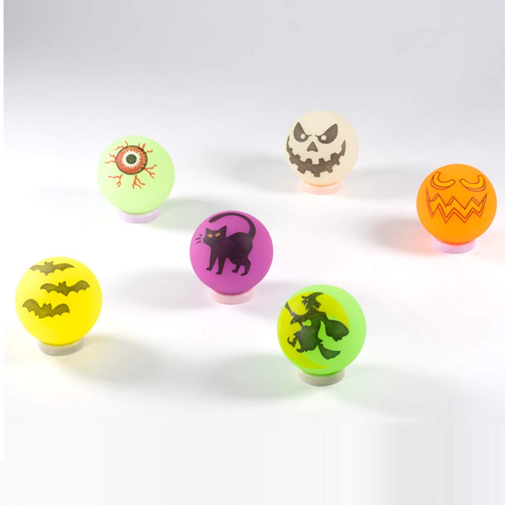 Taocco 72 Pieces Halloween Bouncing Balls,6 Halloween Theme Designs Glow in The Dark Bouncy Toys Balls,Halloween Party Favor Supplies,School Classroom Game Rewards,Trick or Treat Party Bag Filler