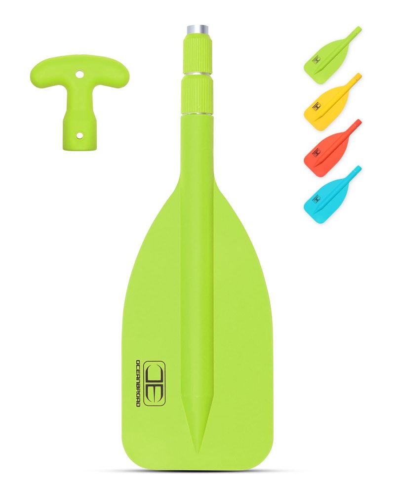 OCEANBROAD Telescoping Emergency Paddle 21''-42''（Assembling Required） Collapsible Paddles Aluminium Shaft for Kayaking Boating Canoeing River Tubing, Green, 2 Paddles