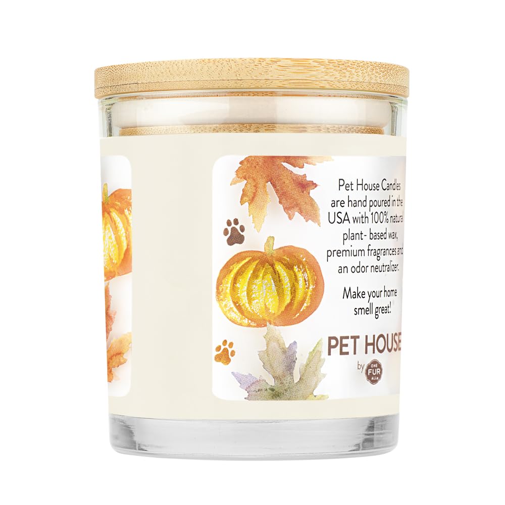 One Fur All Pet House Fall Candles, Long Lasting, Clean Burning, Soy Wax Scented Candles for Pet Odor, Pumpkin Spice