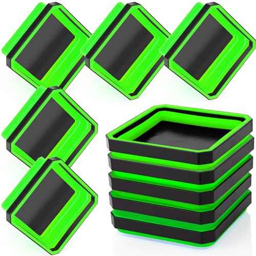 Barydat 10 Pcs Magnetic Tool Tray Collapsible Foldable Parts Trays Set Magnetic Screw Tray Magnetic Parts Bowl Square Silicone Magnetic Tool for Bolts Nuts Washers Pins Screw Parts (Green)