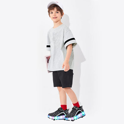 Nsasy Roller Shoes Girls Boys Wheels Sneakers Led Light up Sport Shoes Roller Skates Best Gift