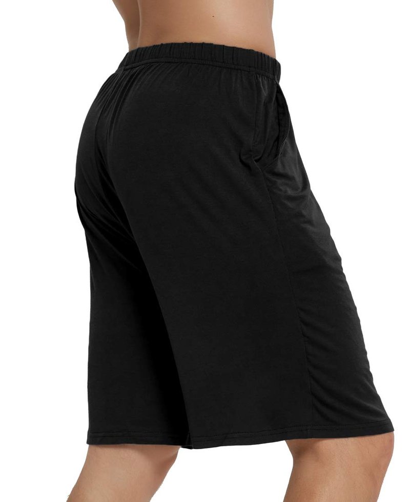 JINSHI Mens Pajama Shorts with Pockets Lightweight Lounge Sleep Shorts Separate Bottoms(L/Black/Navy Blue)