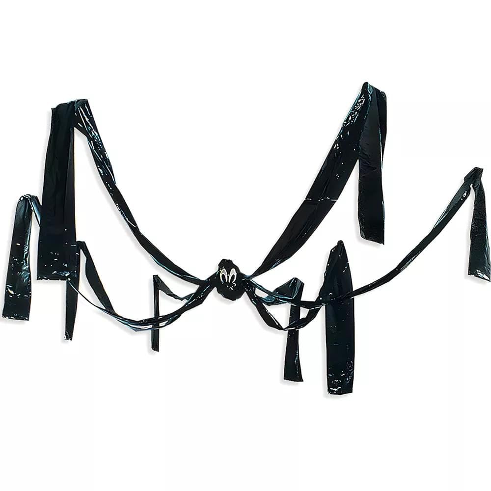Giant Hanging Black Plastic Spider Halloween Decoration - 20ft (1 Pc.) Perfect Spooky Addition for an Unforgettable Halloween Night