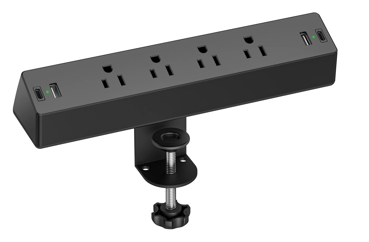 Desk Clamp Power Strip, 1875W Surge Protectors with 2 USB A, 2 USB C Ports, 4 AC Outlets, Desk Mount Charging Station, Fit 1.7 inch Tabletop Edge Thick, Desktop Outlets for Home Office.