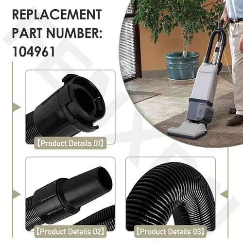 104961 Vacuum Cleaner Hose with Cuffs for Pro-Team 1200XP 1500XP 1500 15XP Upright Vacuum Black