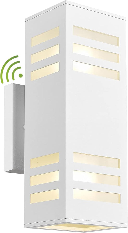 Dusk to Dawn Outdoor Wall Lights, Modern Porch Wall Lights White, 13" Outdoor Wall Sconce Waterproof Aluminum, Exterior Wall Lamps, Patio Up and Down Light for Doorway, Garage, Hallway