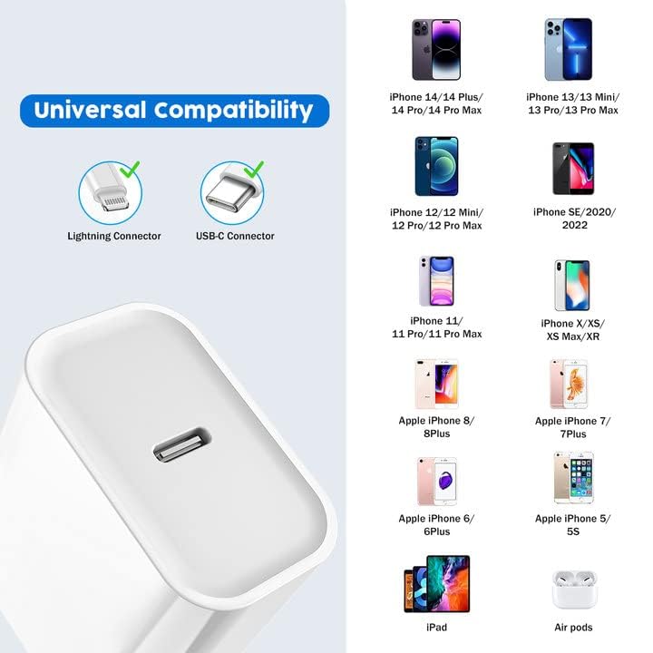 Fast Charger iPhone,i Phone Charge Cable,3Pack iPhone Charger Fast Charging 6Foot Phone Charging USB C Charge Adapter 6FT Type C to Lightning Cable for iPhone 14 Pro Max/14 Plus/13/12 Mini/11/10/XS/SE