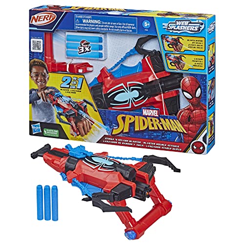 Marvel Spider-Man Spider Strike ‘N Splash Blaster, Super Hero Toys for Kids, Ages 5 and Up, Nerf Blaster for Kids, Water Blast Feature