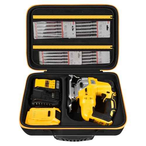 ANKHOH Case for DEWALT 20V MAX XR Jig Saw DCS334B, Jigsaw Power Tool Storage Bag for Skill Saw Blade, Battery and Charger Accessories Holder with Handle and Shoulder Strap (Box Only)