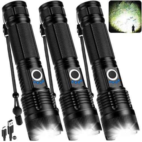 Rechargeable LED Flashlight High Lumens - 99,000 Lumens Super Bright Flash Light with 5 Modes, Waterproof Powerful Linterna Multifunctional Flashlights for Camping