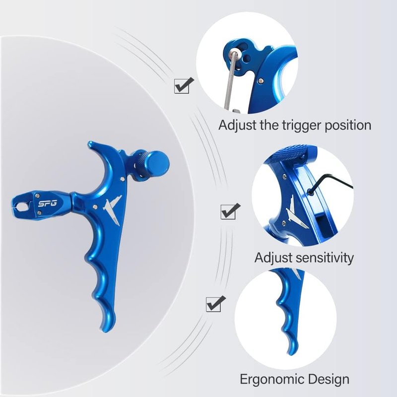 Archery Thumb Release Aid - 360° Rotatable Adjustable Bow Release for Youth & Adults | Automatic Trigger (Blue)