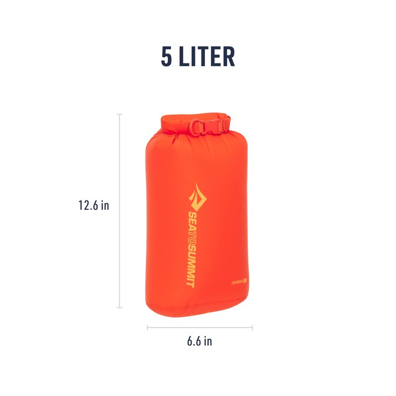 Sea to Summit Lightweight Dry Bag, Multi-Purpose Dry Storage, 5 Liter, Spicy Orange