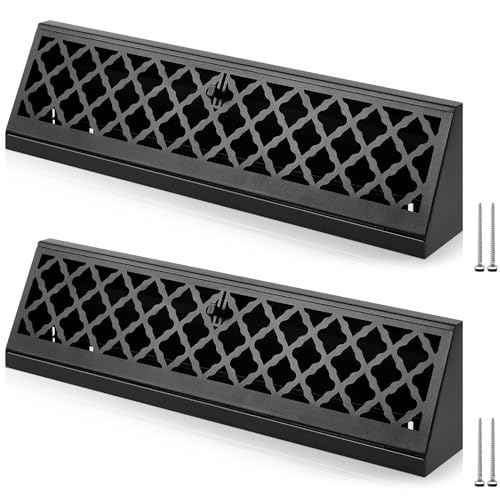 Blulu 2 Pcs 18 Inch Baseboard Register Duct Opening Size Modern Design Vent Covers for Home Floor Wall Baseboard Air Covers Supply Floor Diffuser Including Screws (Black)