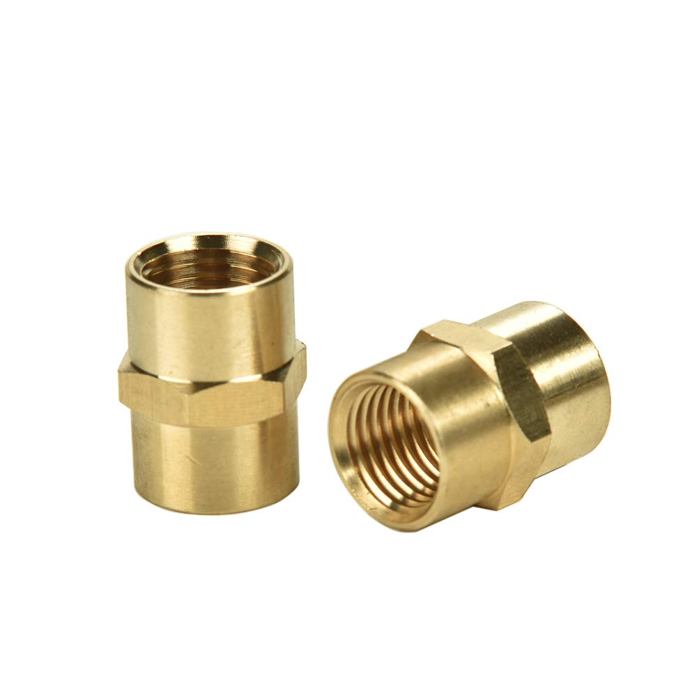 Sanpaint 2 Pack 1/4" x 1/4" NPT Coupler, Brass Female Pipe Fitting (I.D x I.D: 1/2'' x 1/2'')