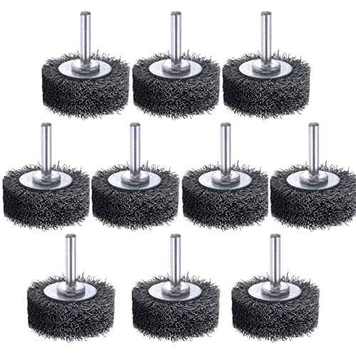 10 Pack Wire Wheel Brush Wire Wheel Brush for Drill Attachment, Rocaris 2 Inch Heavy Duty Wire Brushes Removal Paint Rust & Corrosion, 0.0118" Carbon Steel Wire, 1/4in Shank, 20000RPM