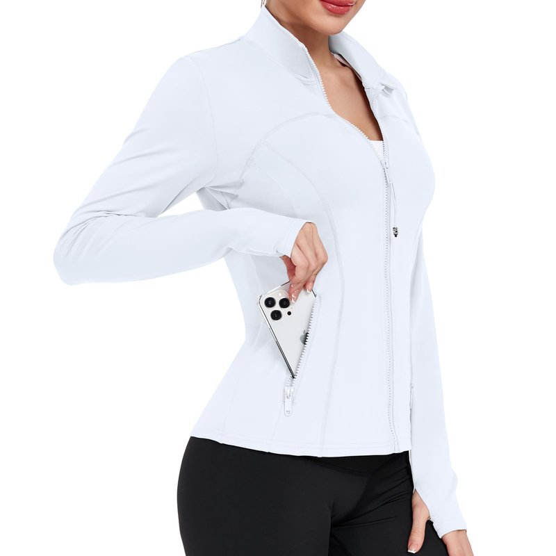 YOKGO Women's Workout Jackets Full Zip Running Yoga Jackets Lightweight Athletic Clothes with Thumb Holes