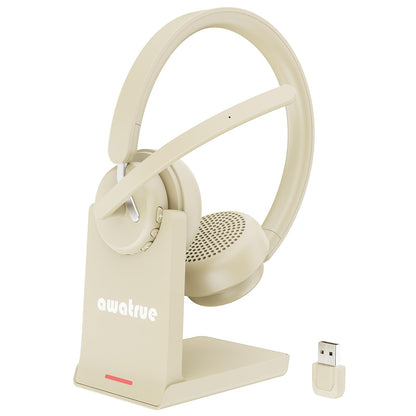Wireless Headset with Mic for Work, Bluetooth 5.3 Headset with AI Noise Cancelling Microphone & Call Reminder, Wireless Headphone with Voice Assistant for PC/Computer/Remote Work/Call Center/Zoom