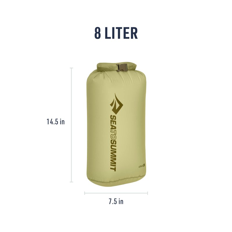 Sea to Summit Ultra-Sil Dry Bag, Ultralight Waterproof Dry Storage, 8 Liter, Tarragon Green