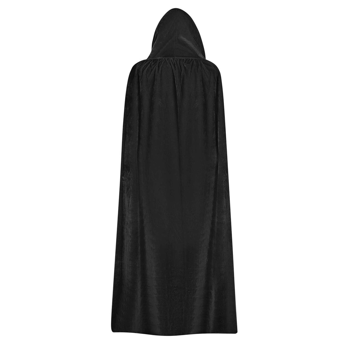 ODOCARE 59Inch Velvet Cloak with Hood for Men & Women, Hooded Cape Cloak Unisex Halloween Witch Vampire Wizard Raven Cosplay Costume(black,L)