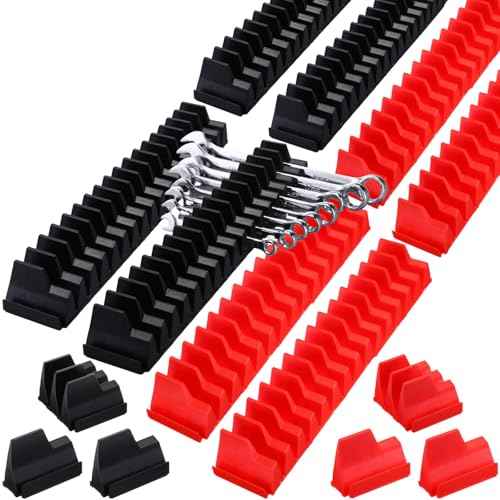 72 Pcs Modular Wrench Organizer for 80 Wrenches Wrench Holder Storage 2 Sets Magnetic Modular Tool Socket Organizer for Tool Box Drawer Organization and Storage(Red, Black)