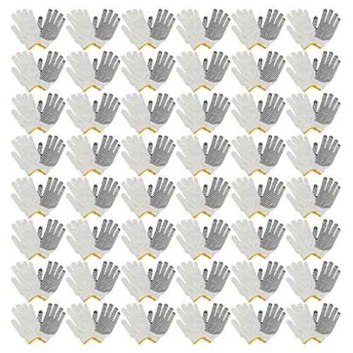 48 Pairs PVC Dotted Knit Work Gloves for Men Women, Comfortable Non Slip Cotton Gloves for General Purpose, One Size Bulk (48 Pairs White w/PVC Dots)