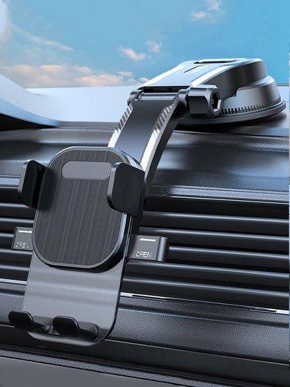 Car Phone Holder Mount, Suction Cup Phone Mount for Universal Car Windshield Dashboard Air Vent Compatible with All Smartphones, Black