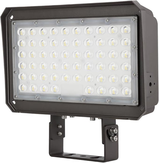 150W LED Flood Light with Dusk-to-Dawn Photocell, 130lm/W 5000K Daylight 100-277V IP65 Waterproof, 150W-100W-75W Adjustable, LED Parking Lot Light with Trunnion Mount, ETL