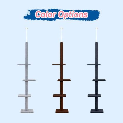 Cat Craft Cat Tree Floor to Ceiling 95-108" Tall Cat Tree Carpet Cat Tower Kitten Tree Sisal Scratching Post and Mat Cat Pole for Indoor Cats, Charcoal, Style A