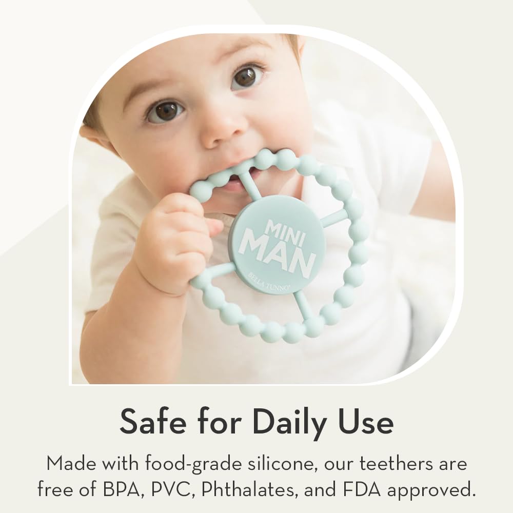 Bella Tunno Happy Teether – Soft & Easy Grip Baby Teether Toy, Silicone Teether Ring to Help Soothe Gums, Non-Toxic and BPA Free, Bite Me