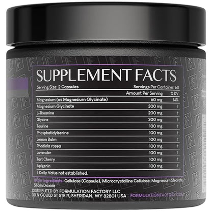 Formulation Factory The Night Before 10-in-1 Midnight Maximizer Sleep Supplement, Magnesium Glycinate, L-Theanine & More, Stress Relief, Relaxation, Recovery, Focus (120 Capsules – 2 Month Supply)