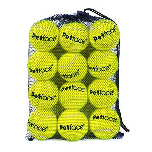 Petface Super Tennis Balls For Dogs, Throw and Fetch, Outdoor Exercise (Pack of 12)