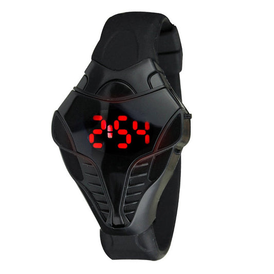 FANMIS LED Digital Fashion Cobra Watch Black Silicone Iron Triangle Dial Sports Wrist Watches (Black)