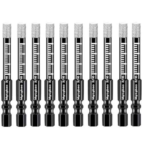 Mgtgbao 10pc 3/16¡± Dry Diamond Drill Bits Set£¬10PCS 5mm Hex Shank Core Drill Bit Brazed with Cooling Wax for Porcelain Tile Ceramic Concrete Granite Marble Hard Materials (not for Wood).