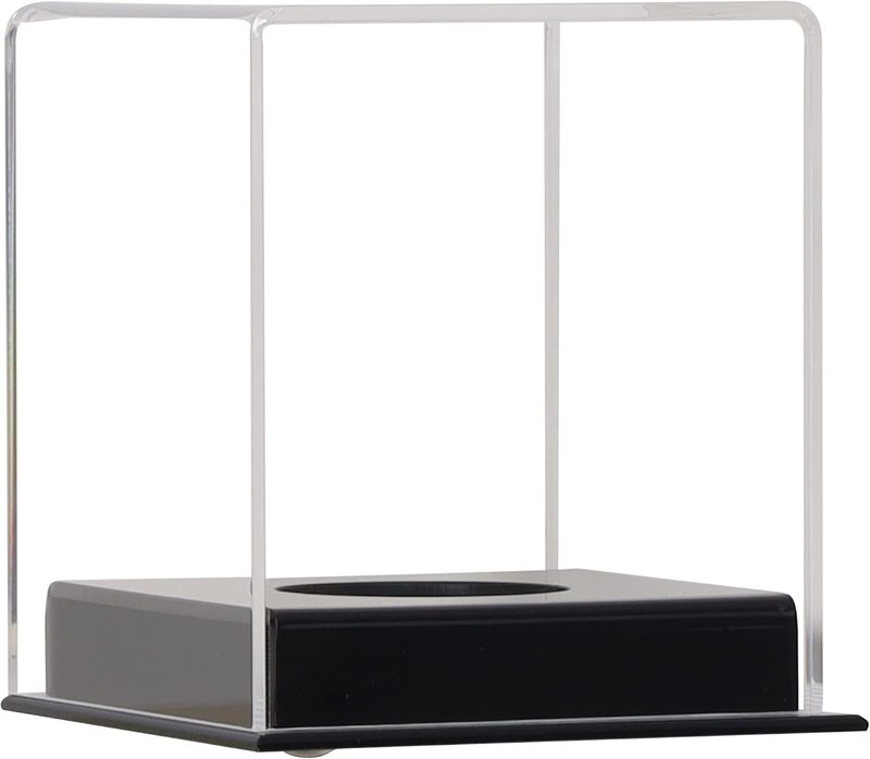 UV Protection Softball Display Case - Clear Cube for 12-Inch Balls | Black Plastic Stand