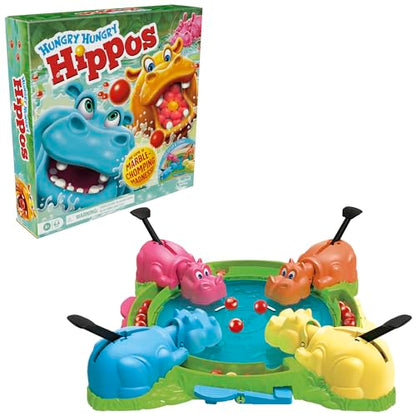 Hungry Hungry Hippos Game for Preschoolers | Instant Marble Relaunch, Easy Set-Up & Storage| Ages 4 and Up | 2 to 4 Players | Kids Games