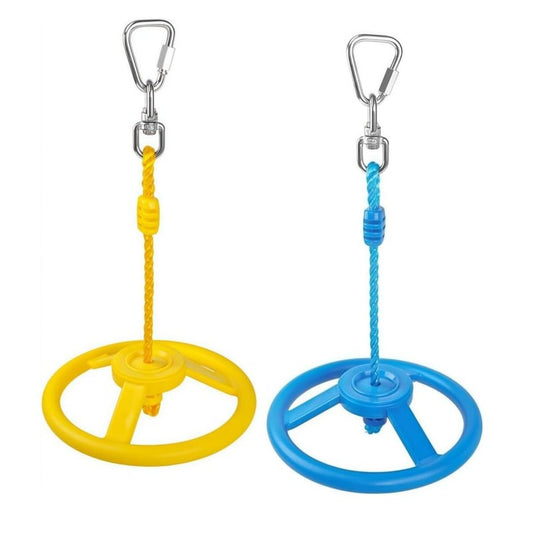 Ymeibe 2-Pack Ninja Wheel Obstacle for Kids - 360° Rotatable Swing Monkey Wheel for Ninja Warrior Obstacle Course for Kids Ninja Warrior Slackline Kits - Blue, Yellow Color in Set