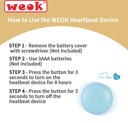 WEOK Heartbeat Puppy Toy - Comfort Cuddler Pillow, Dog Anxiety Relief Calming Aid,Heartbeat Stuffed Toy for Dogs,Puppy Sleep Aid, Behavioral Aid, Dog Plush Toy with Heartbeat for Dogs Cats Pets