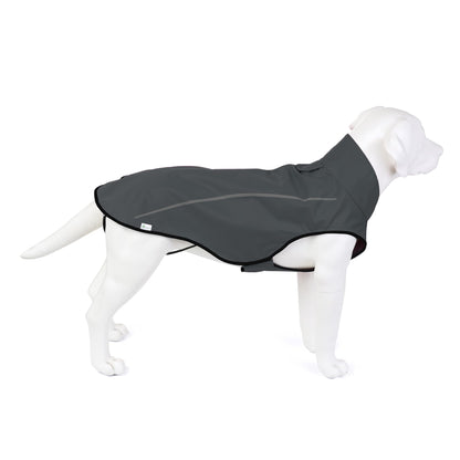 Mile High Life | Dog Raincoat | Adjustable Water Proof Pet Clothes | Lightweight Rain Jacket with Reflective Strip | Easy Step in Closure (M,Gray)