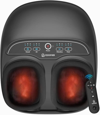 COMFIER Foot Massager with Heat,Kneading,Vibration,Compression,Pause Function,Shiatsu feet Massager for Plantar Fasciitis Neuropathy, Gifts for Him/Her,Remote Control,Size 13
