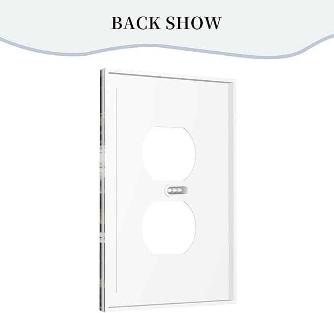 White Gold Blue Flower Light Switch Cover 1 Gang Outlet Plate Single Duplex Wall Plate Covers Decorative Switchplate Covers Electrical Faceplate for Home Decor