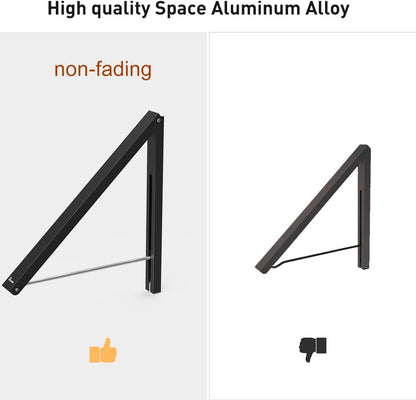 Anjuer Retractable Clothes Rack - Wall Mounted Folding Clothes Hanger Drying Rack for Laundry Room Closet Storage Organization, Aluminum, Easy Installation (Black)