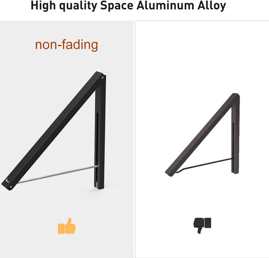 Anjuer Retractable Clothes Rack - Wall Mounted Folding Clothes Hanger Drying Rack for Laundry Room Closet Storage Organization, Aluminum, Easy Installation (Black)